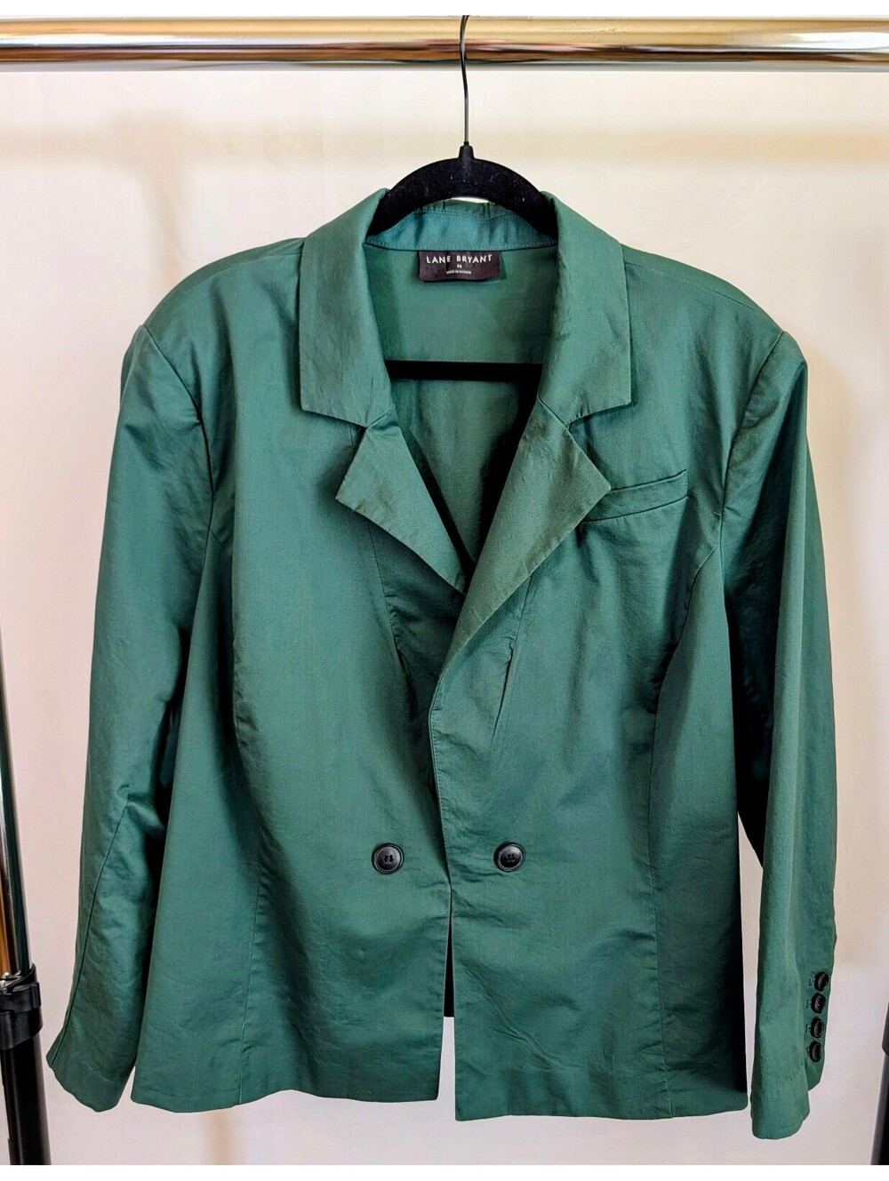 Lane Bryant Green Faux Double Breasted Blazer Jacket Plus Size 26 3X